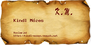 Kindl Mózes névjegykártya